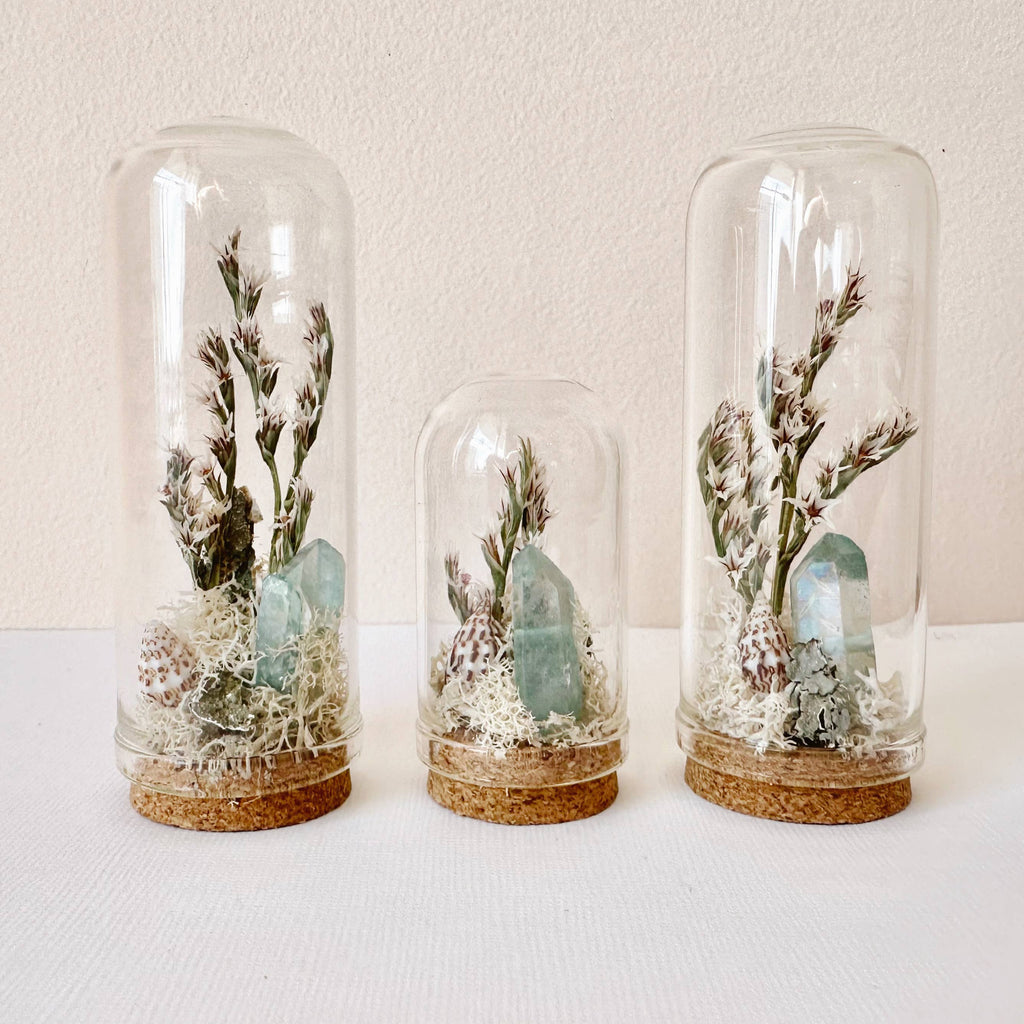 Saltwater Breeze Mini Terrarium Crystal Beach Desk Decor: 2.75"