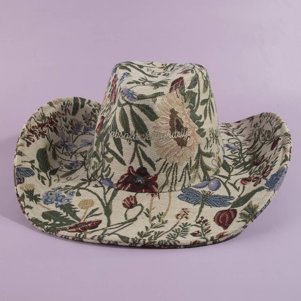 Absofuckinglutely Script Floral Cowboy Hat: 3MULTI