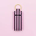 Lip Balm Keychain Holder - Chocolate Strawberry Stripes