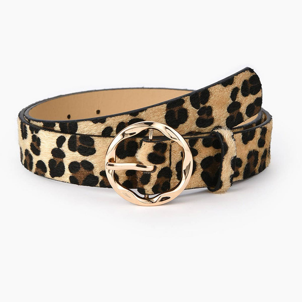CWABE0384_SNAKE PRINT LEOPARD ZEBRA PRINT MILK PRINT BELT: KHAKI / (OS) 1