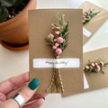 Happy Birthday Pink Dried Floral Bouquet Card
