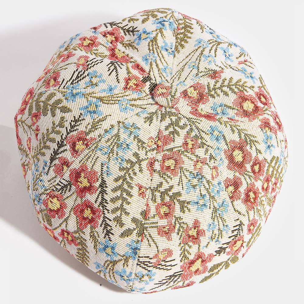 Floral Tapestry Newsboy Cabbie Hat: MULTI