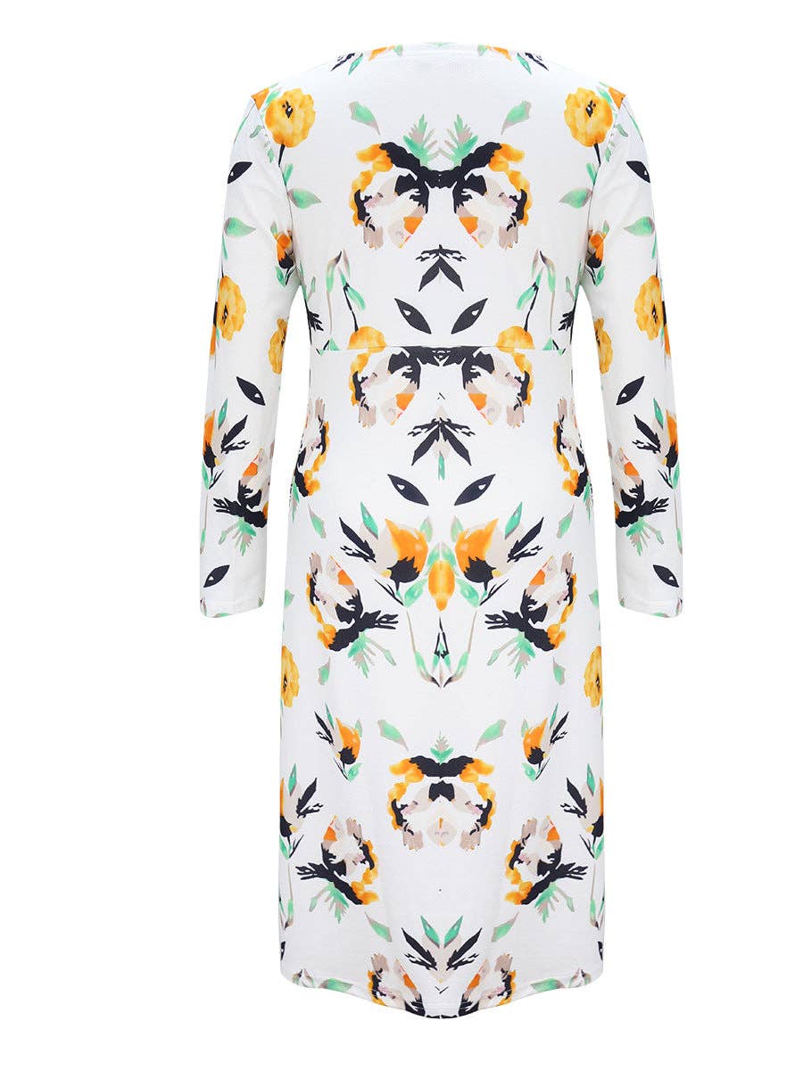 Long Sleeve Dresses: Yellow / Large