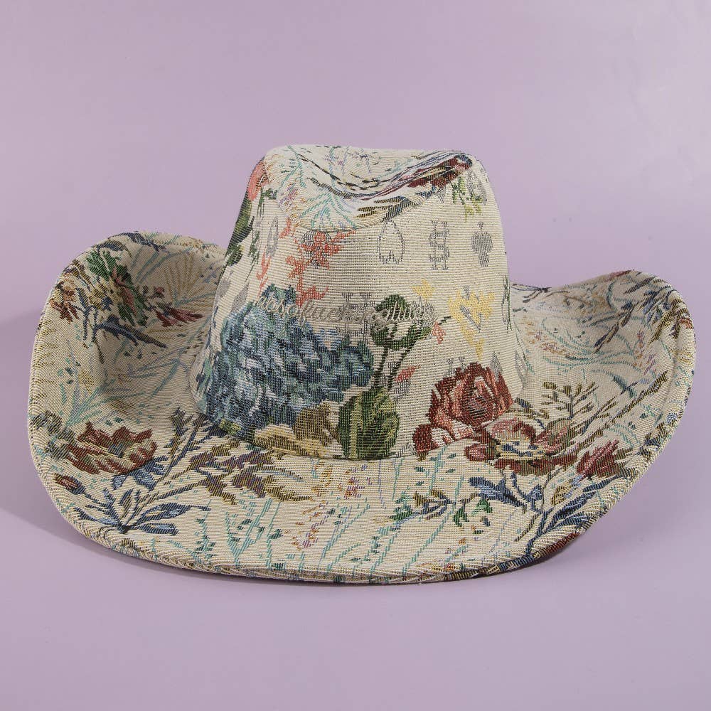 Absofuckinglutely Script Floral Cowboy Hat: 3MULTI