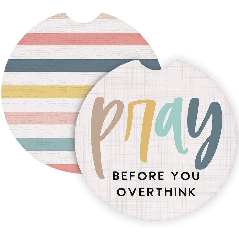 Pray Before Stripes Faith Car Coaster Set