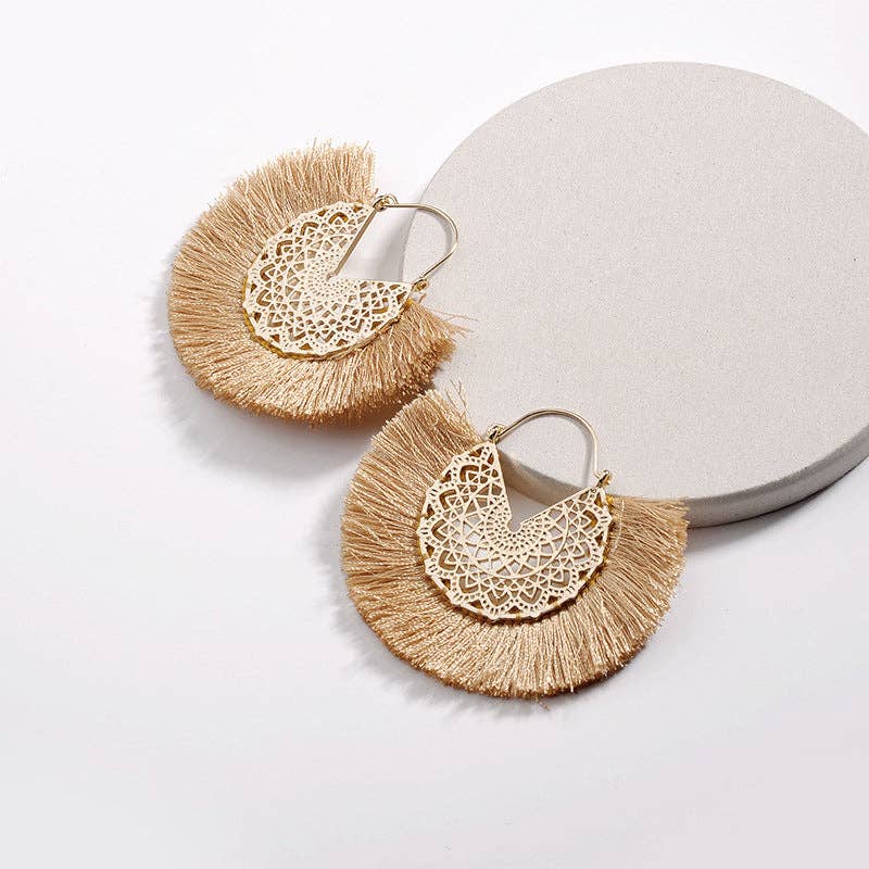 GYPSY TASSEL DROP EARRINGS: Green