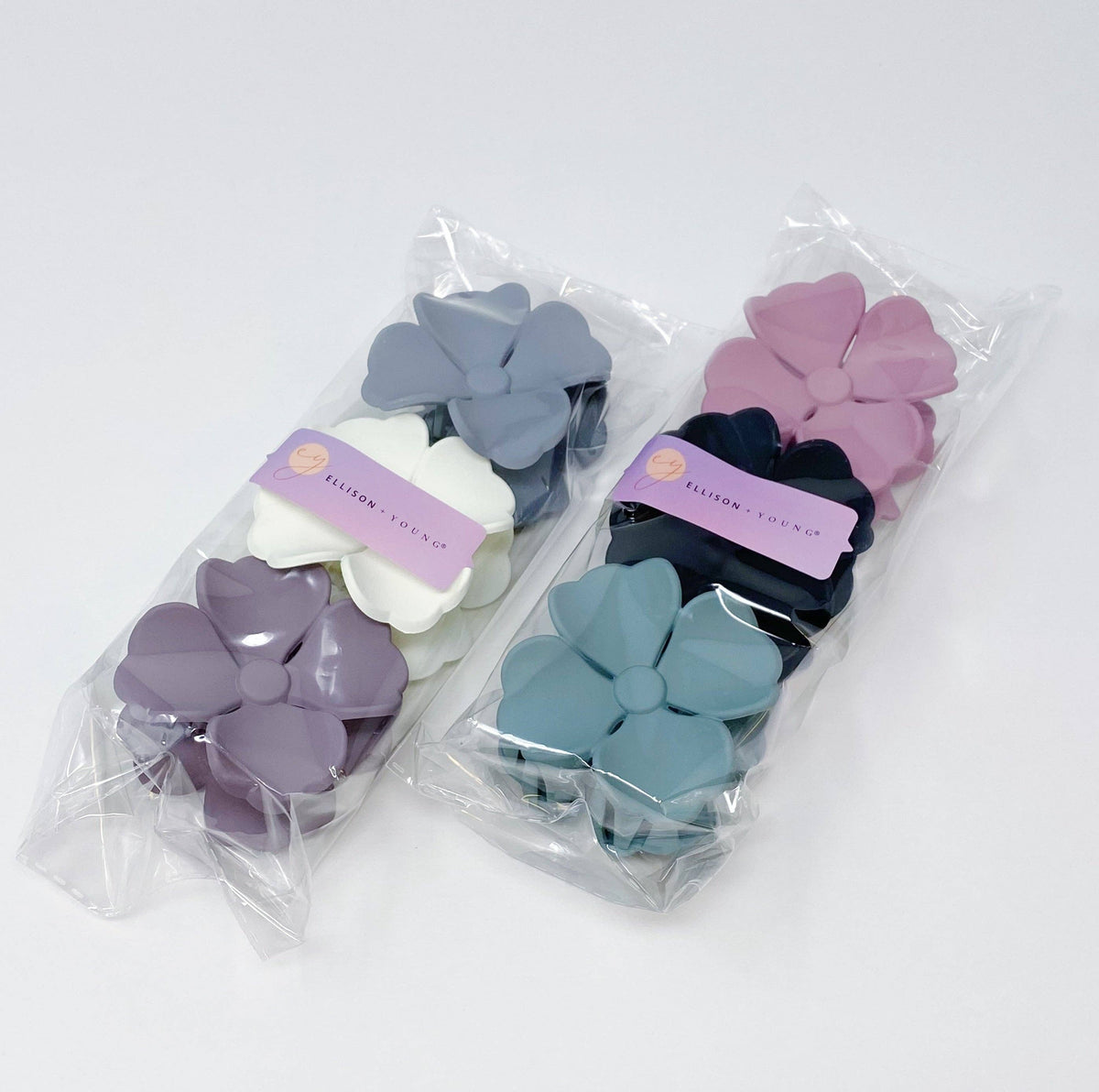 Hibiscus Petals Hair Claw Set Of 3: Black