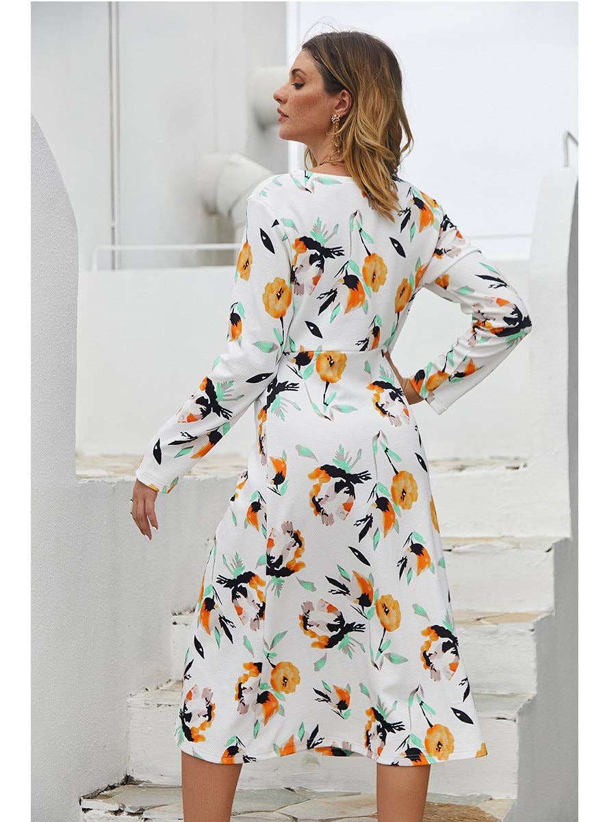 Long Sleeve Dresses: Yellow / Large