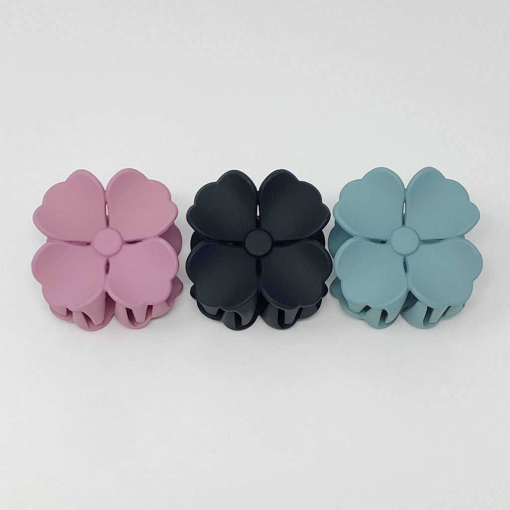 Hibiscus Petals Hair Claw Set Of 3: Black