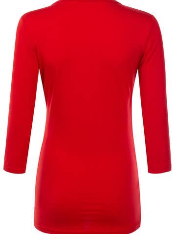3/4 Sleeve Tank Tops Deep V-Neck Surplice Wrap: Black / (L) 1