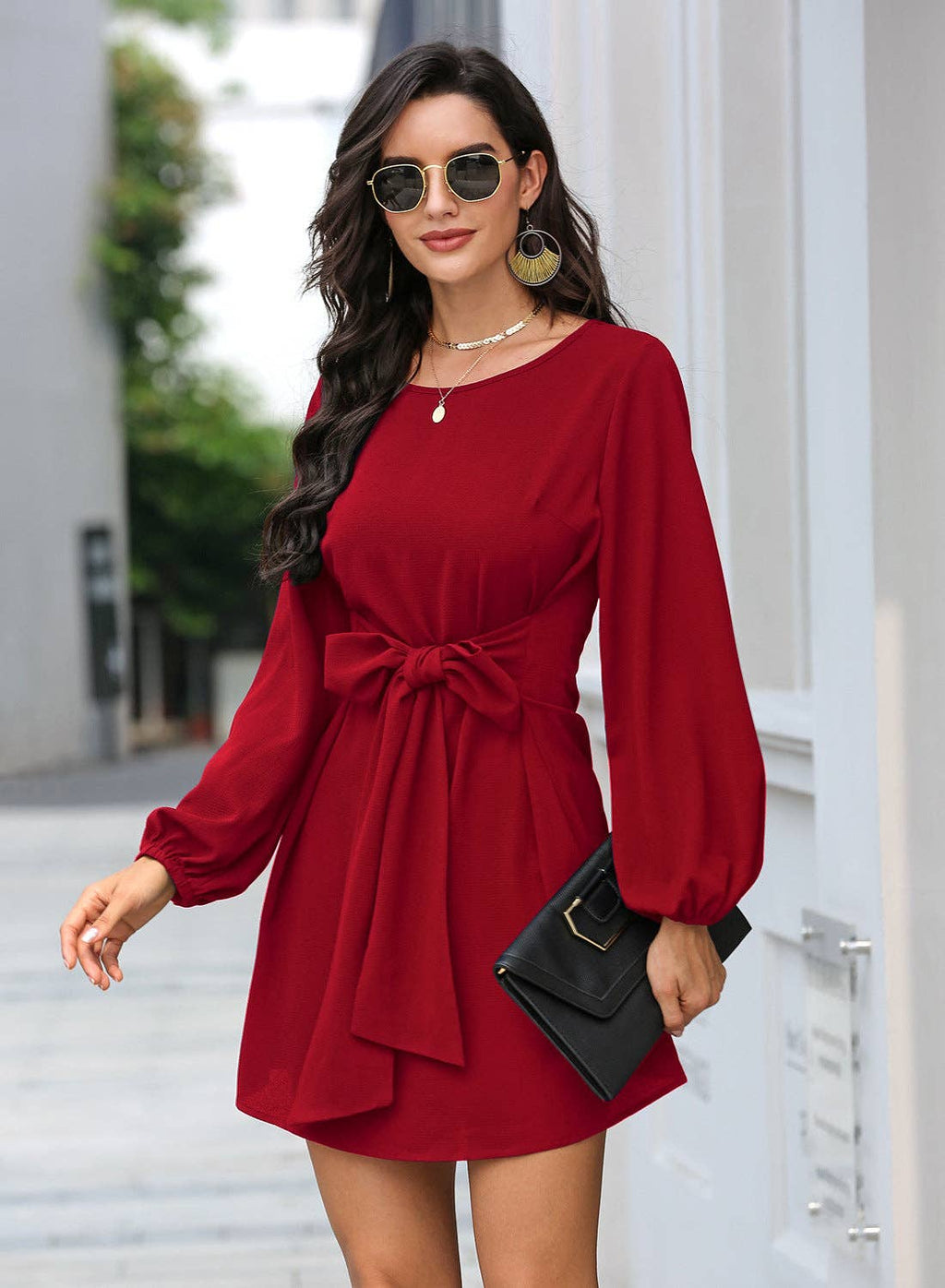 Long Sleeve Mini Dress: Blue / Small