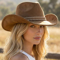 Braided Strap Faux Suede Western Cowboy Hat: BR