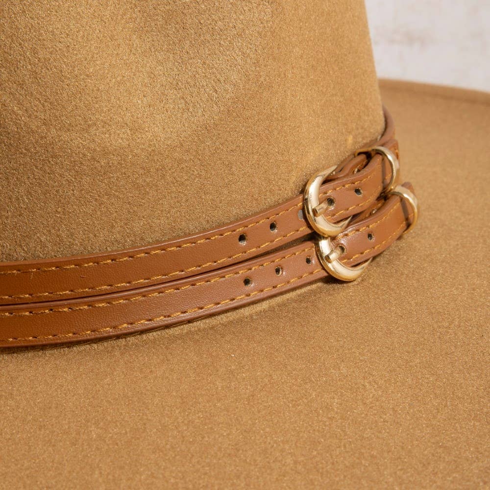 Double Belt Strap Fedora Hat: IV