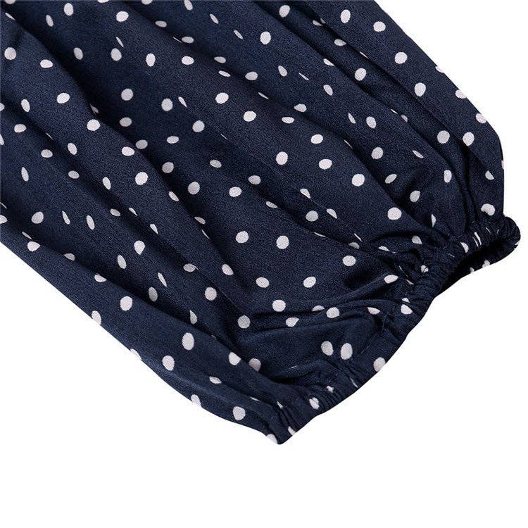 Tie Front Polka Dot Mini Dress: Black / Small