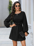 Long Sleeve Mini Dress: Black / Small