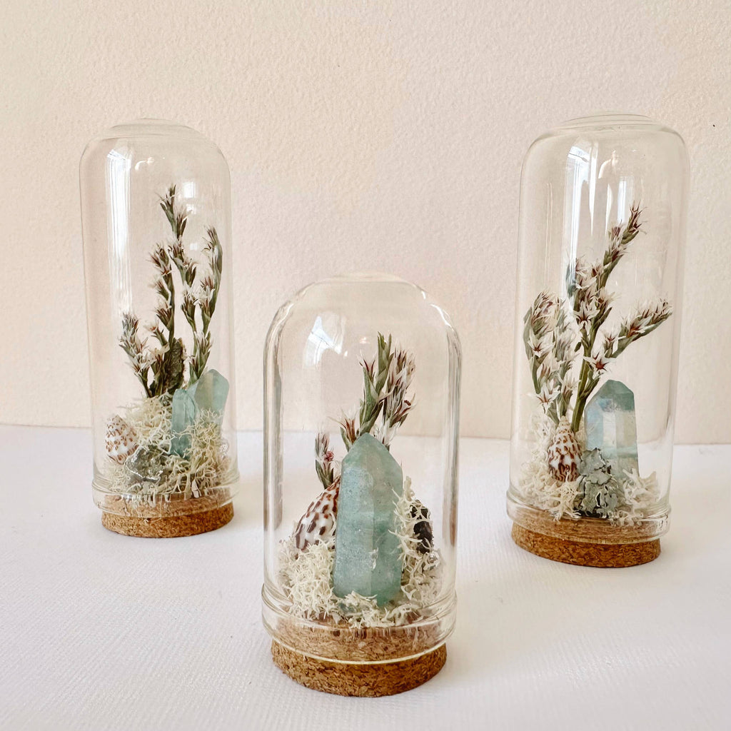 Saltwater Breeze Mini Terrarium Crystal Beach Desk Decor: 2.75"