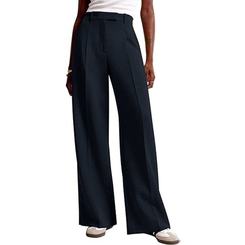 High Waist Wide Leg Pants Women's Casual Straight Trousers: High grade gray / S