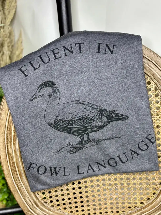 Fluent in Fowl Language (Sublimation T-Shirt): Gildan (T-Shirt) / Gildan Softstyle Charcoal / XL