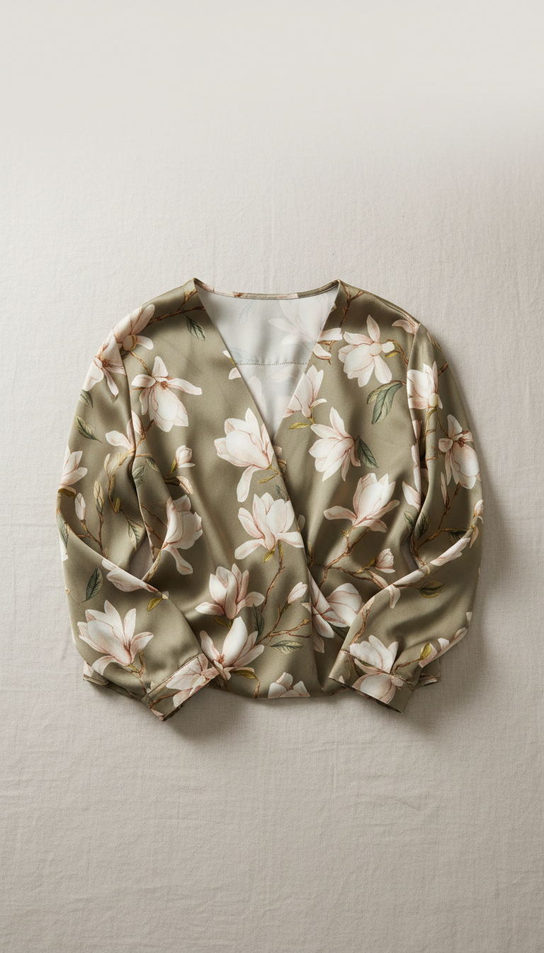 Magnolia Print Silk Blouse