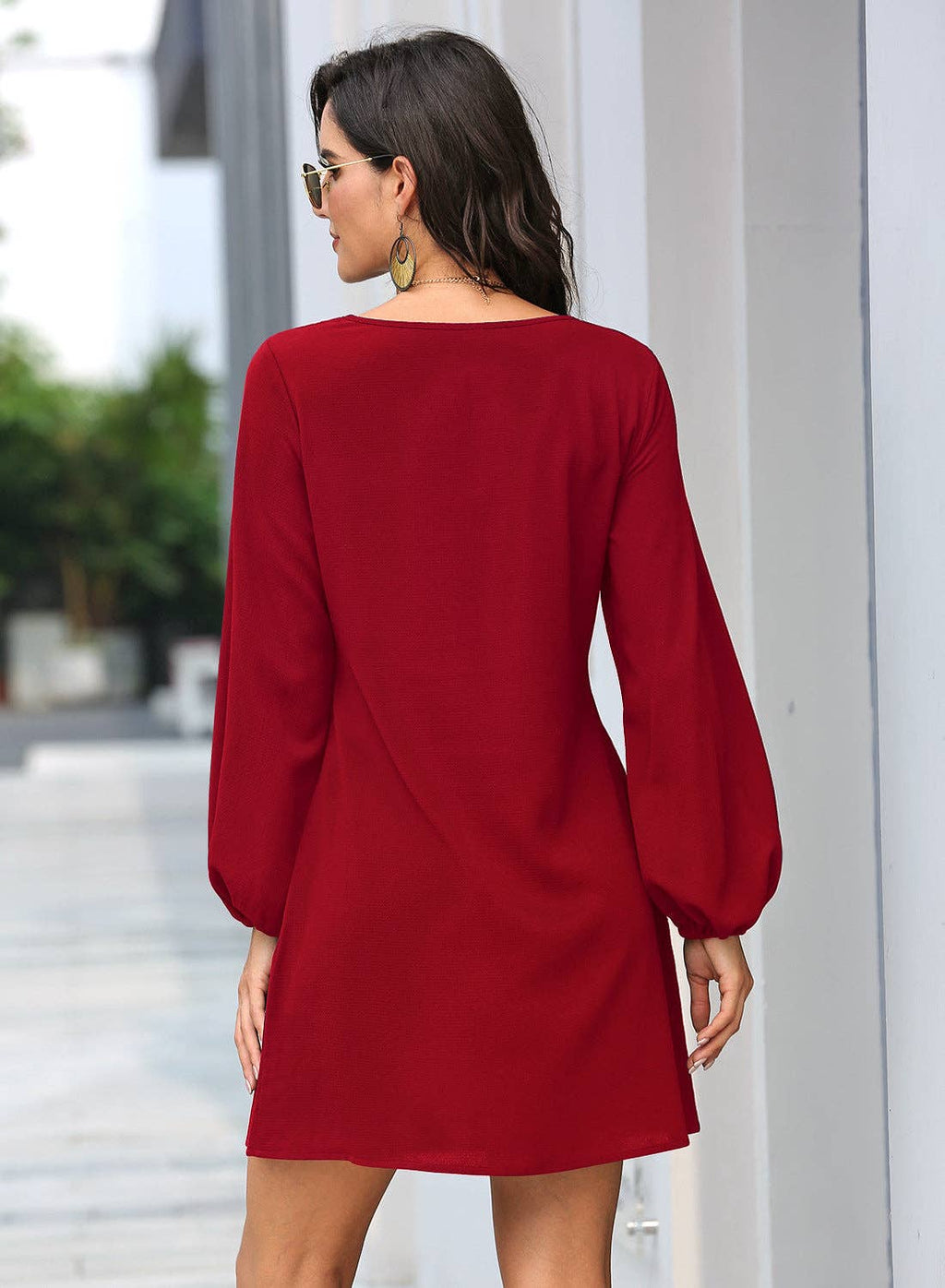 Long Sleeve Mini Dress: Blue / Small