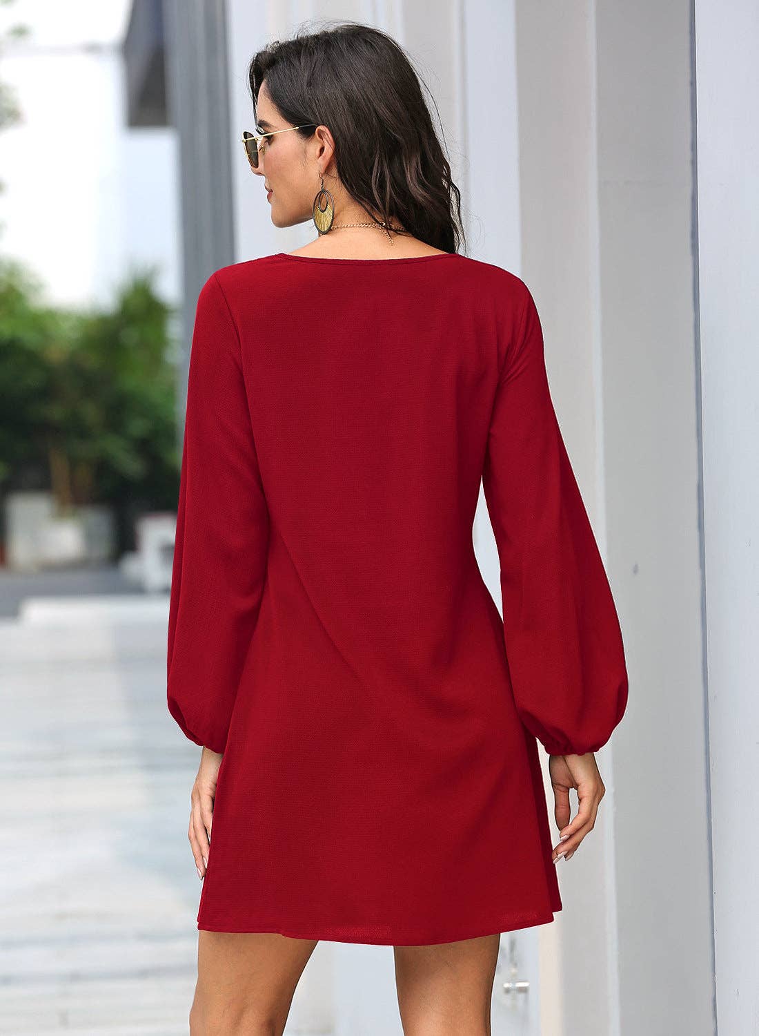 Long Sleeve Mini Dress: Blue / Small