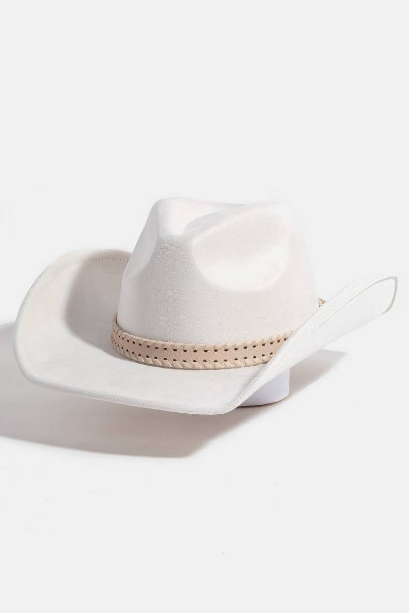 Braided Strap Faux Suede Western Cowboy Hat: BR