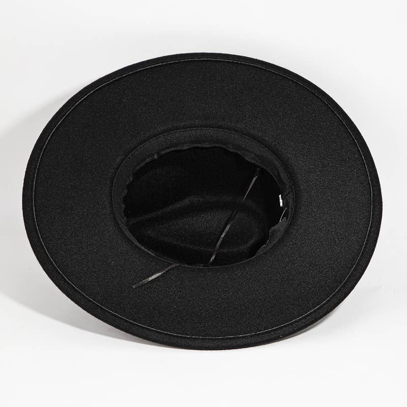 Leopard Strap Flat Brim Fedora Hat: BE