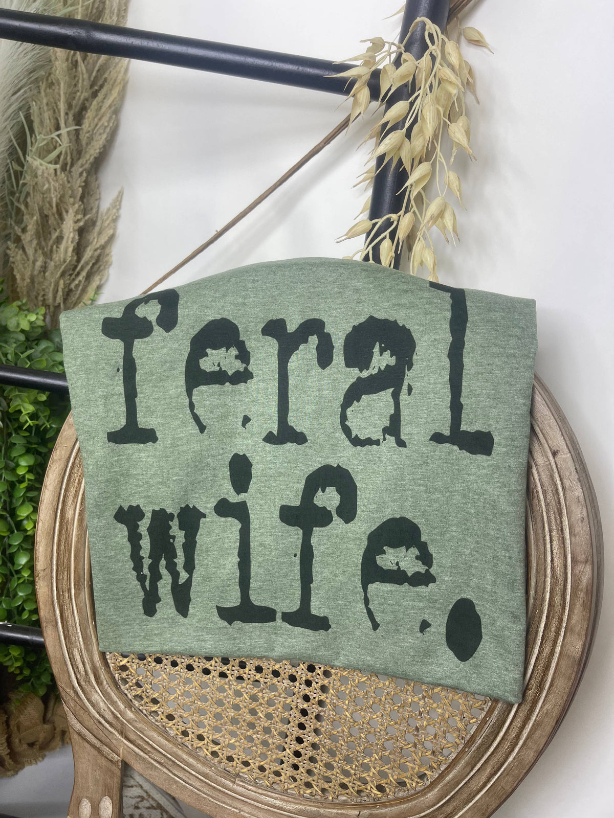 Feral Wife (Sublimation T-Shirt): Gildan (T-Shirt) / Gildan Softstyle Olive / Medium