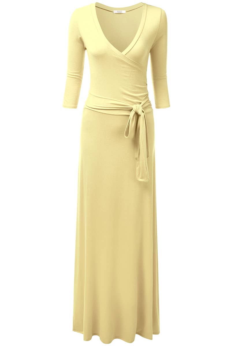 AWDMD283_3/4 Sleeve Knit Long Dress: Black / (M) 1