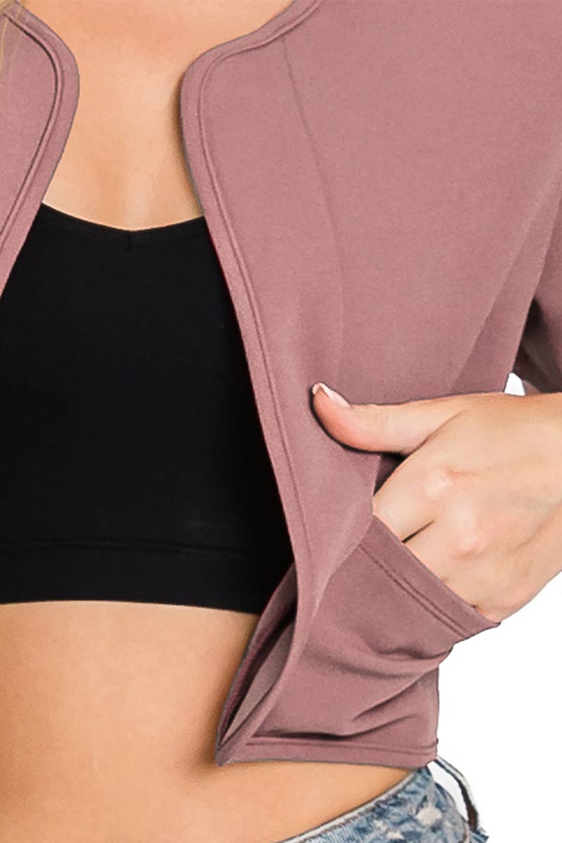 CWOBL092_Short Sleeve  Bolero Open Front Cardigan: Black / (M) 1