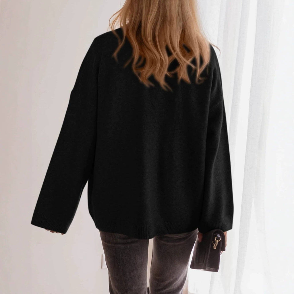 Oversized Button Front Pocket Knit Cardigan: Blue / 65%Polyester+30%Viscose+5%Elastane / S