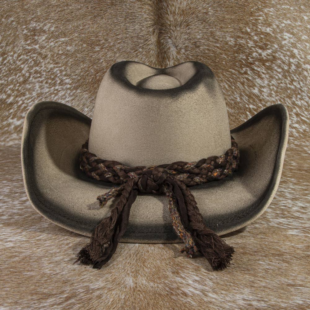 Braided Band Suede Cowboy Hat: KA