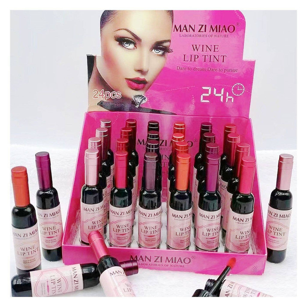 24pk Wine Bottle Lip Tint Long Lasting Lip Stain Cute Makeup