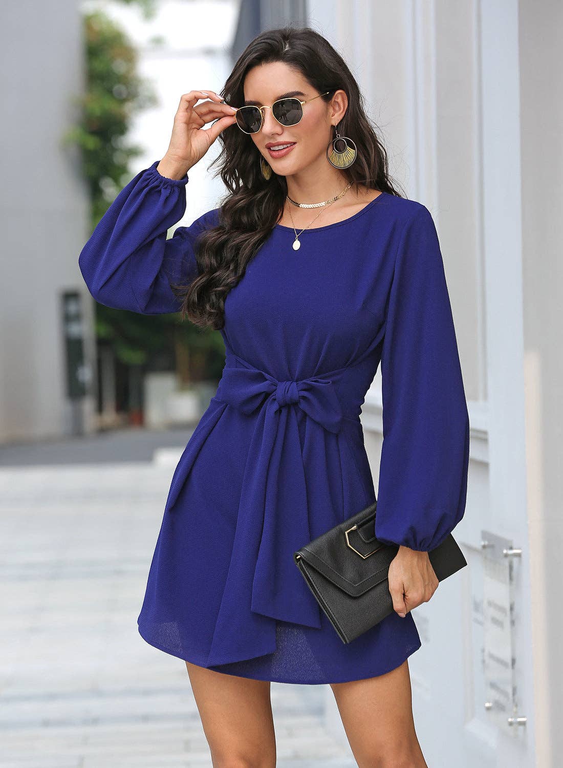 Long Sleeve Mini Dress: Black / Small