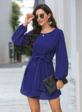 Long Sleeve Mini Dress: Blue / Small