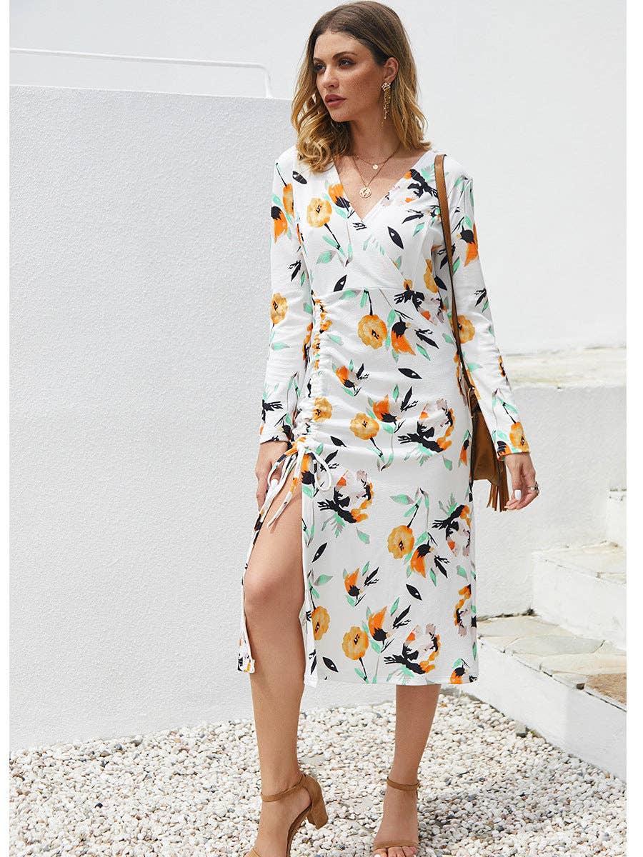 Long Sleeve Dresses: Yellow / Large