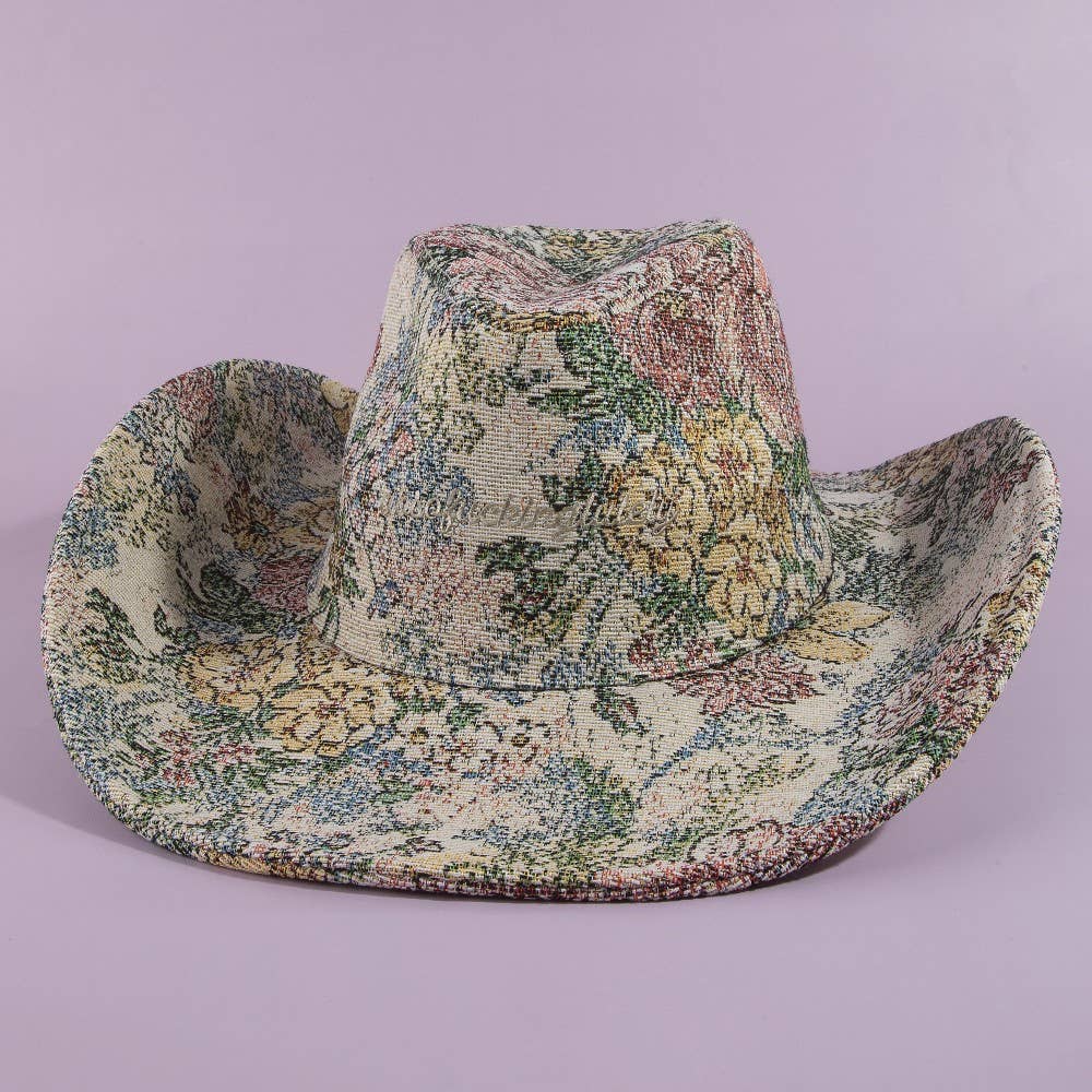 Absofuckinglutely Script Floral Cowboy Hat: 3MULTI