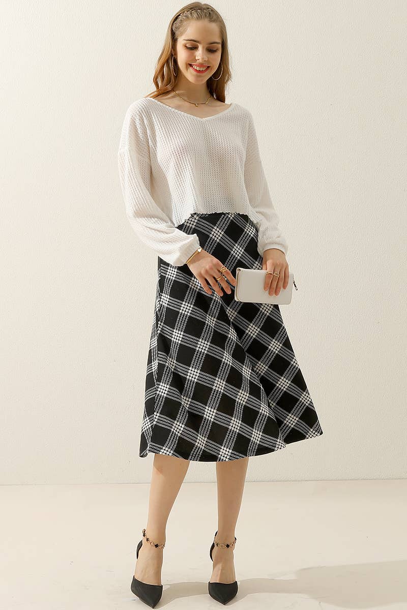 CWTTL1469_V-Neck Long Sleeve Knit Top: Black / (S) 1