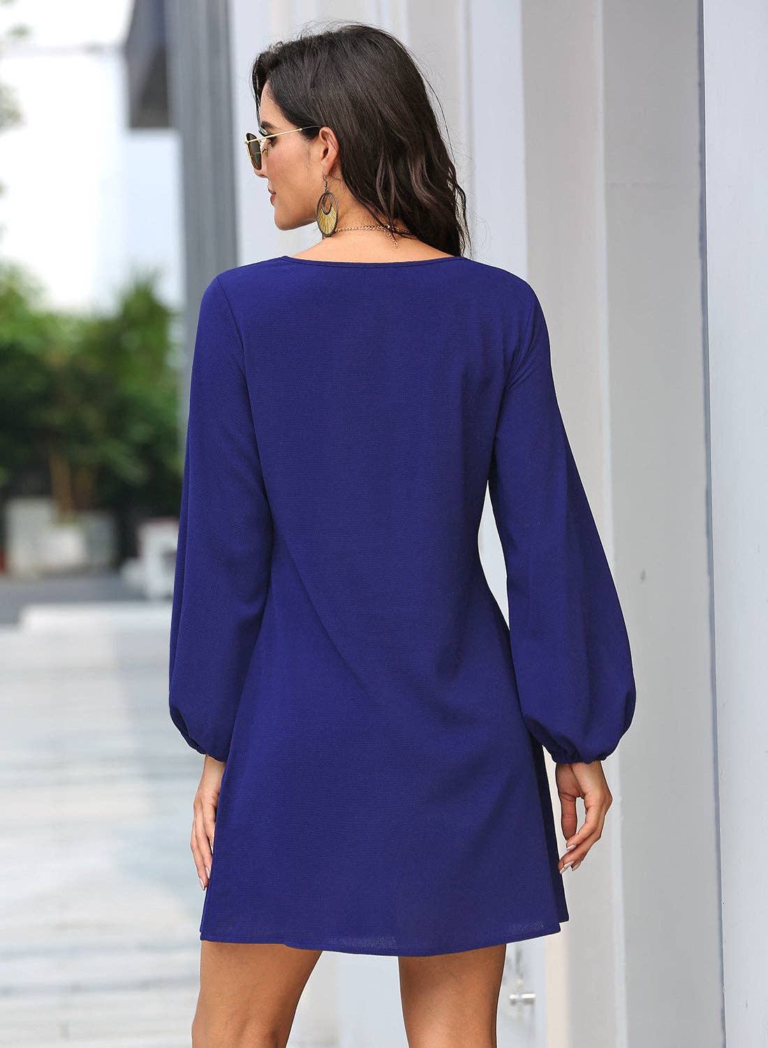 Long Sleeve Mini Dress: Blue / Small