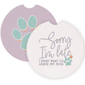 Sorry Late Paw Print Dog Car Coaster Set