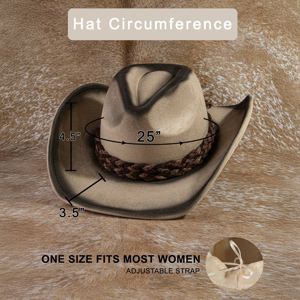 Braided Band Suede Cowboy Hat: KA