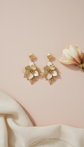 Magnolia Motif Earrings with Gold Accents