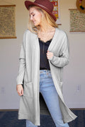 CWOCAL529_Long Sleeve Casual Open Front Long Cardigan: SILVERGREY / (L) 1