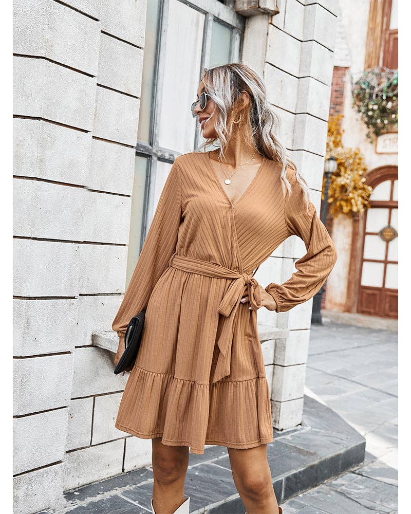 WILLOW KNITTED DRESS CAMEL: S