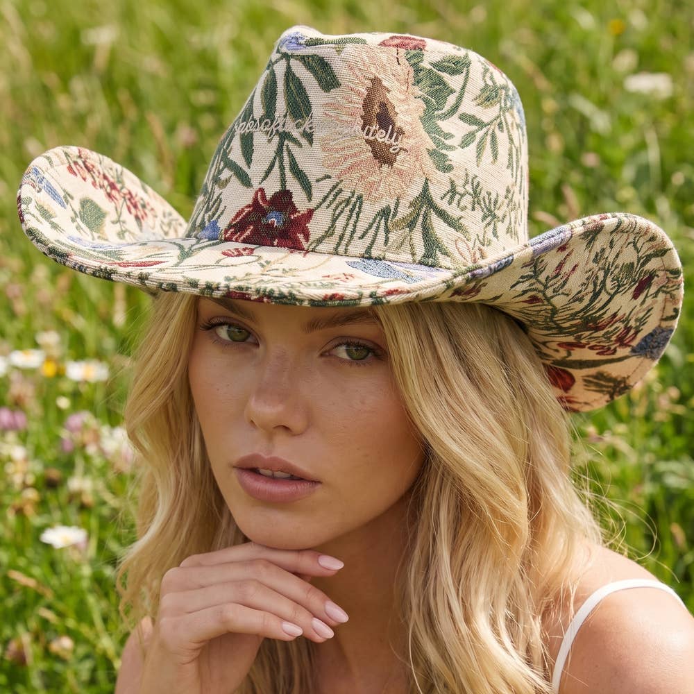 Absofuckinglutely Script Floral Cowboy Hat: 3MULTI