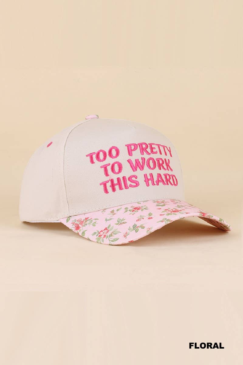 `Two Tone Canvas Cotton Cap: FLORAL-189777 / OS