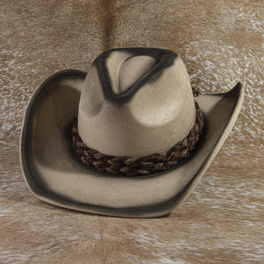 Braided Band Suede Cowboy Hat: KA