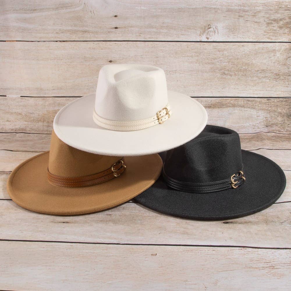 Double Belt Strap Fedora Hat: IV