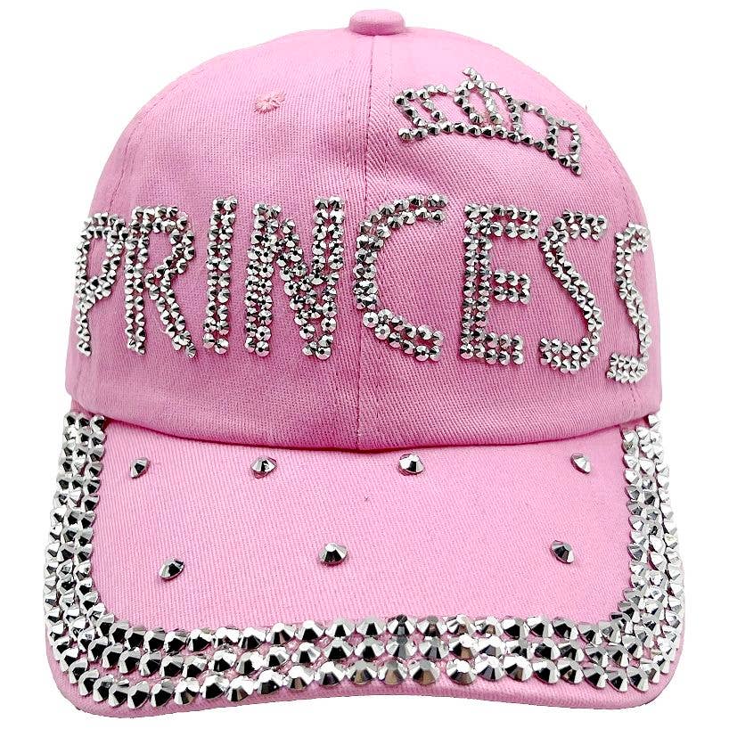 Princess Tiara Rhinestone Cap Hat: Pink