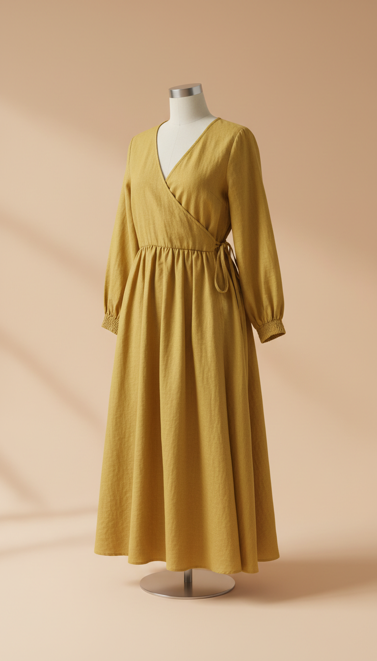 Buttercup linen wrap dress